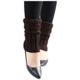 thumbnail image 2 of INSPIRE CHIC Women's Ruffled Cuff Over Knee Length Ribbed Knitted Leg Warmers Dark Brown-Printed, 2 of 6
