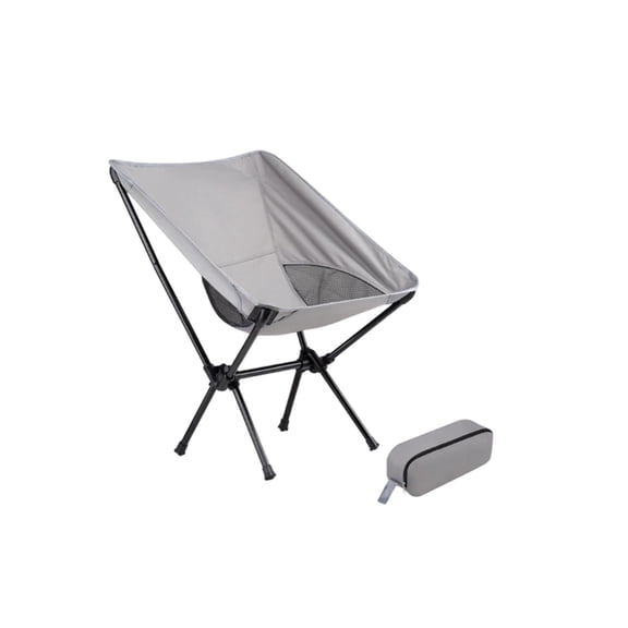 HOARBOEG 26.77 in Portable Folding Camping Chair, Heavy Duty Carbon Steel Collapsible Outdoor Chair with Carry Bag, Breathable Mesh Seat for Picnic Beach Hiking, Gray