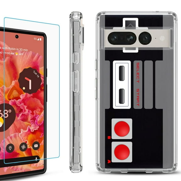 Shockproof Bumper Phone Case for Google Pixel 7 Pro, with Tempered Glass Screen Protector, by OneToughShield ® - Game Controller