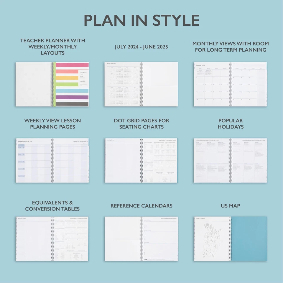 2024 2025 Academic Planner 8.5 X 11 Monthly Weekly Pages Teacher Organizer