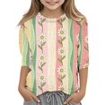 thumbnail image 1 of TZEWGL Tees For Child Fashion Floral Print Round Neck 3/4 Quarter Sleeve Clothing For Infnants size 7-8T, 1 of 3