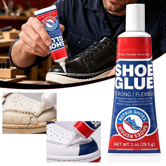 30ml Clear Shoe Repair Glue, Heavy Duty Waterproof Shoe Sole Adhesive with Flexible Strong Bond, Leather Boot & Sneaker Repair Glue for Rubber, Canvas, Vinyl Footwear