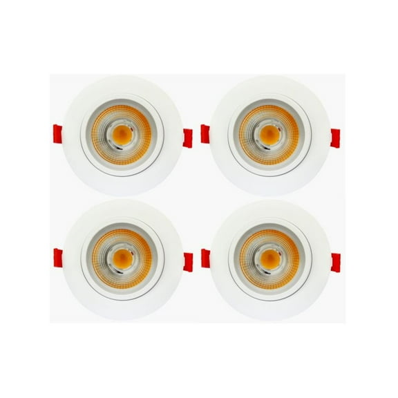 Elitco Lighting 4" 11W 3000K Recessed LED Eye Gimbal Light in White (Set of 4)
