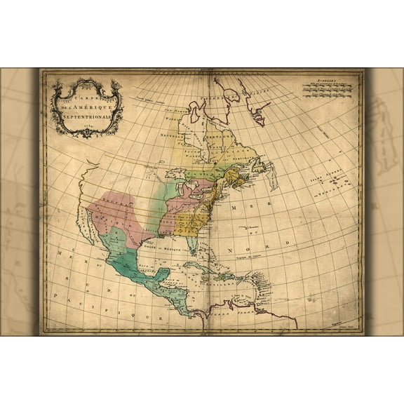 24"x36" Gallery Poster, map of north america pre united states 1754