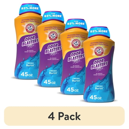 (4 pack) ARM & HAMMER Odor Blasters In-Wash Scent Booster, Laundry Scent Booster Fresh Burst Scent, 45 Oz