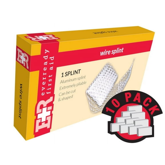 Ever Ready First Aid Aluminum Wire Splint for Injury, In Kit Unit Box, 10 Count