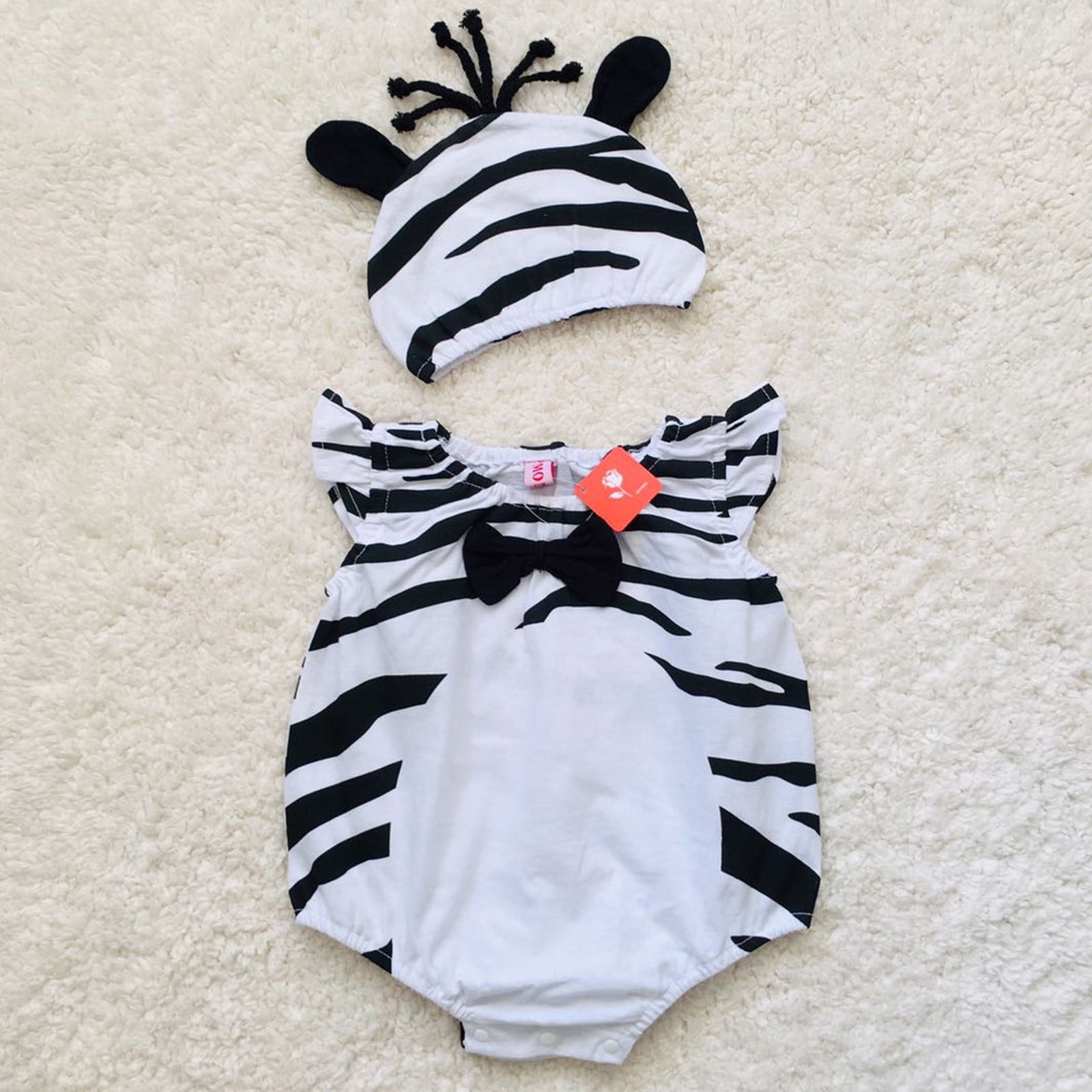 EGNMCR Baby Boy Clothes Baby Bodysuit Cute Sleeveless Crew Neck Casual Printed Cotton Infant Jumpsuit Romper With Hat Set Spring/Summer Sale Clearance