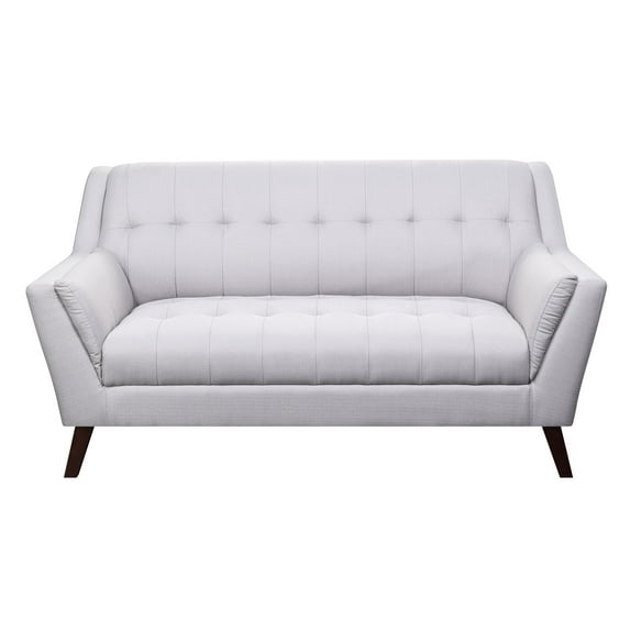 Emerald Home Binetti Cement Bone Loveseat with Angular Arms And Legs, Deep Tufting, And Stitching Details