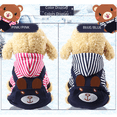 thumbnail image 4 of Ropa para mascotas con relleno de terciopelo y bordado de lunares, con capucha y rayas de oso, cálida para invierno, 4 of 6