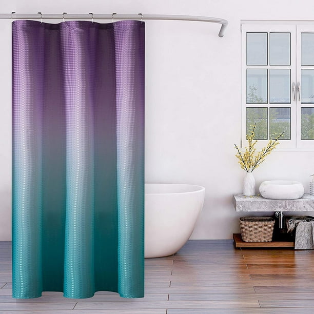 Lordtex Ombre Textured Fabric Shower Curtains For Bathroom Waterproof Total Privacy Washable With 6 Hooks 1 Panel 36 X 72 Inch Lilac And Aqua Com Lordtex Ombre Textured Fabric Shower, Single Stall Shower Curtain 36 X 72 Cm