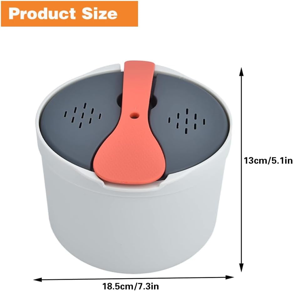 Microwave Rice Cooker Steamer, Microwave Pasta Cooker with Strainer, 2 L Microwave Cookware Set for Rice, Pasta, Vegetables, Quinoa, Oatmeal, Ramen Non stick (orange)