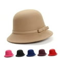 thumbnail image 3 of Cheers.US Womens Vintage Wool Felt Cloche Bowler Felt Buckle Winter Hat, 3 of 7