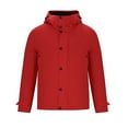 thumbnail image 3 of TFEOQRY Men Winter Short Padded Coats Parkas Casual Solid Color Hooded Zipper Jackets with Pockets Long Sleeve Cardigan Eiderdown Coat Red, 3 of 7