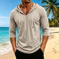 thumbnail image 6 of Mens Hoodie Pullover Thin 3/4 Sleeve Drawstring Pullover Hoodie Casual Sweatshirts with Hood Lightweight Hoodies Khaki M, 6 of 7