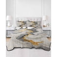 thumbnail image 3 of Yellow Grey Ombre King Size Down Alternative Comforter, Lightweight Comforter Quilt Bedding Set with Pillow Shams Modern Marble Ink Painting All Seasons Bed Comforter Duvet Insert 96"x106", 3 of 7