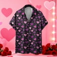 thumbnail image 5 of qucoqpe Valentine's Day Shirts for Men 2026 Spring Summer Fashion Heart Printed Turndown Neck Short Sleeve T-shirt Casual Loose Blouse Tee Tops, 5 of 5