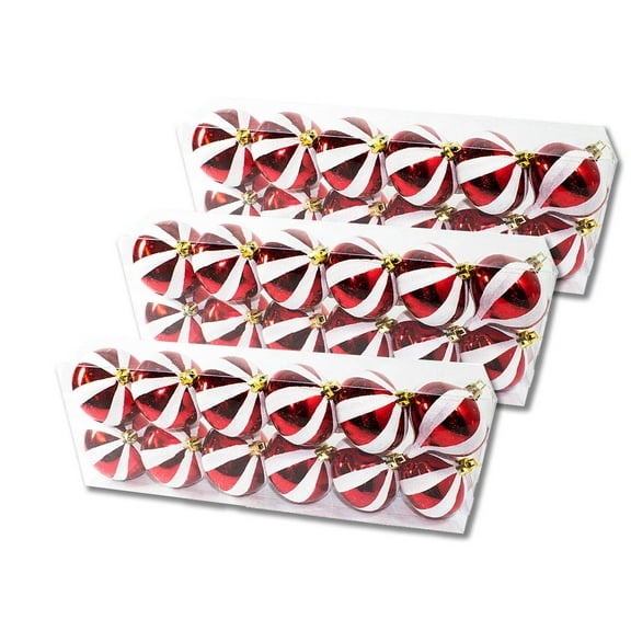 36 Pack Red Onion Ornament with Glitter Stripes