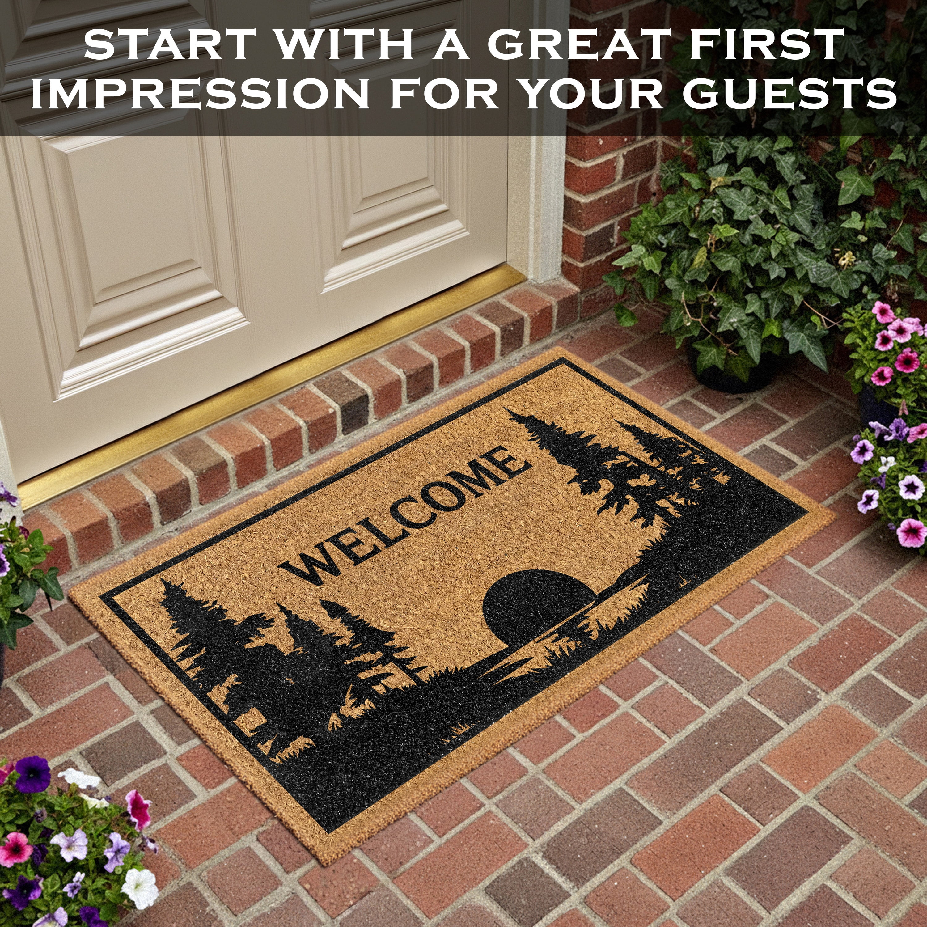 MAINEVENT Lake House Coir Doormat 30x17 Inch, Cabin Outdoor Welcome Mat for Outside