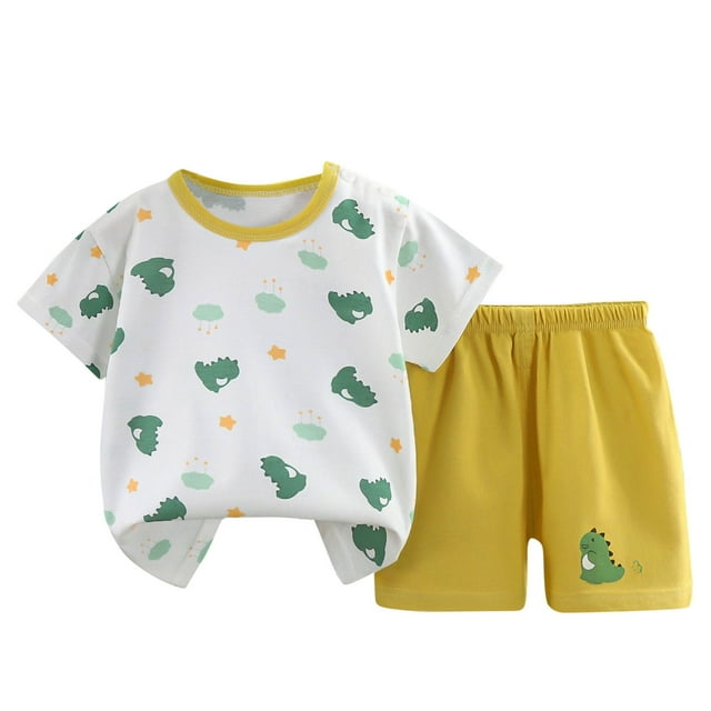 Liquidación Honeeladyy por menos de $5.00 en camisetas de verano para niñas y niños, ropa de bebé, conjunto de pantalones cortos de manga corta para uso diario (blanco, 9-18 meses)