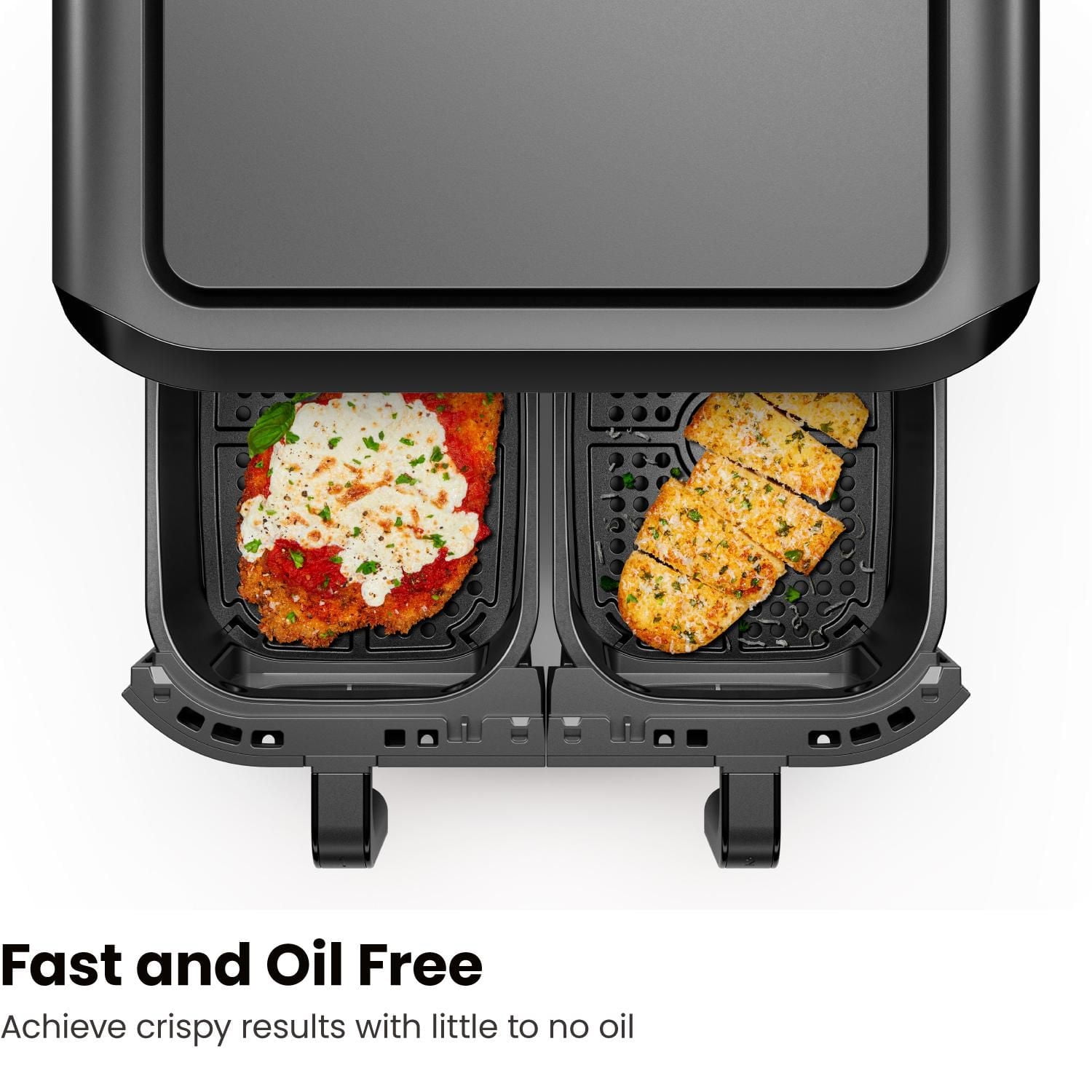 Friteuse à air numérique Chefman à deux paniers avec fenêtres Easy View, 2 paniers indépendants de 2,75L (3 pintes) - Noir, Nouveau