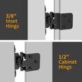thumbnail image 3 of Furniware 3/8" Cold-Rolled Steel Cabinet Hinges, Black with 10 Piece 10 Pack, 3 of 6