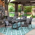 thumbnail image 2 of GDF Studio Clayton Outdoor Wicker 7 Piece Dining Set, Gray, 2 of 13