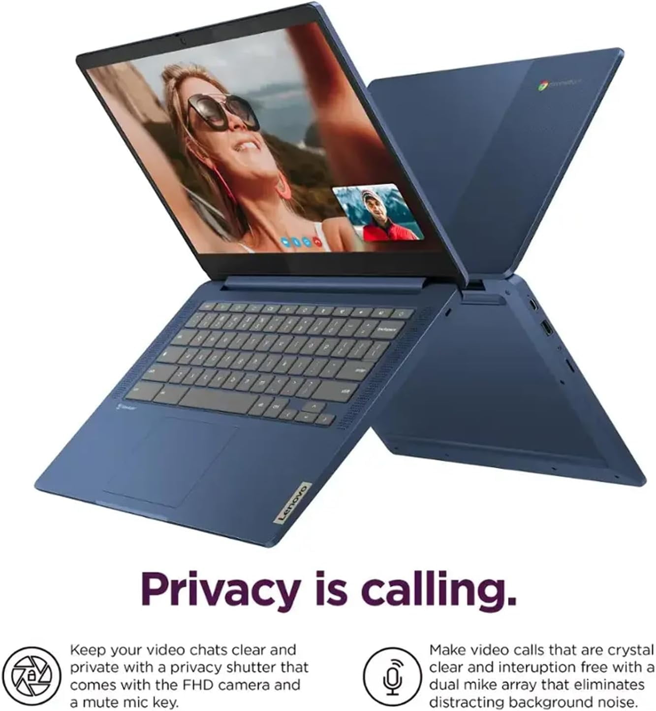 Lenovo IdeaPad Slim 3 Chromebook - 14'' Touchscreen Full HD Display • MediaTek Kompanio 520 CPU • 4GB RAM • 64GB eMMC & 256GB Micro SD Card • Wi-Fi 6 • for Business Student • Chrome OS • Blue
