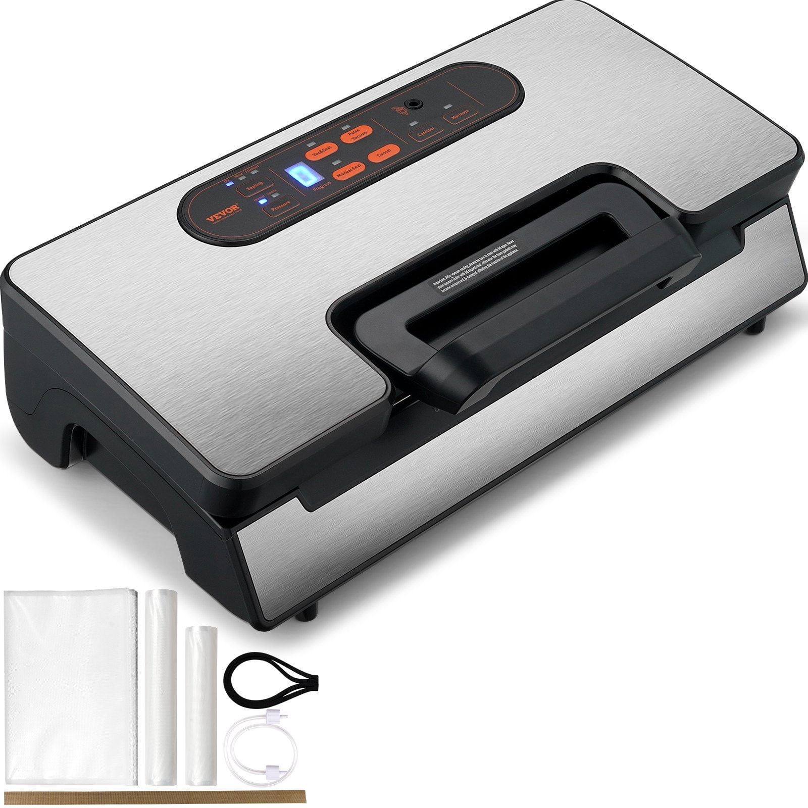 Vacuum Sealer Machine for Food Storage, 90Kpa 130W Dual Pump & Dual Sealing, Auto/Manual Modes, Built-in Cutter, Includes Seal Bags & External Hose, Ideal for Dry & Moist Foods