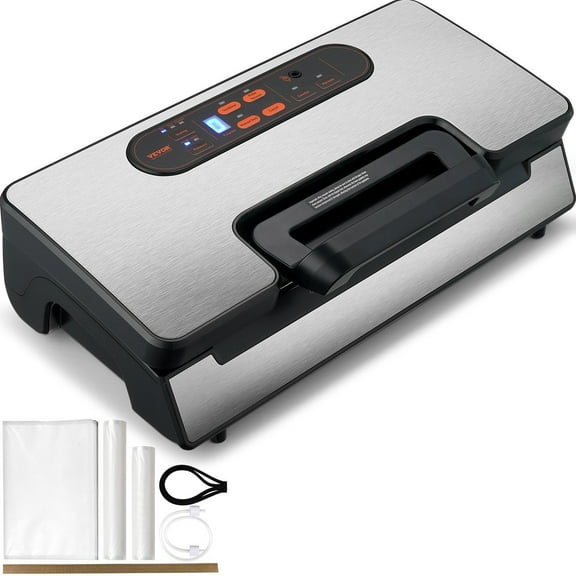 Professional Vacuum Sealer Machine, 90Kpa 130W Dual Pump & Dual Sealing, Auto/Manual Air Sealing, Built-in Cutter, Perfect for Dry & Moist Foods, Includes Bags & External Hose