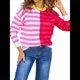thumbnail image 3 of Suéteres de Punto con Rayas de Colores y Cuello Redondo para Mujer, Ideales para Looks de Otoño A Rosa Roja L, 3 of 9