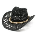 thumbnail image 2 of Beach Hats for Women Packable , Beach Wear for Women , Straw Beach Hat Classic Western Shapeable Straw Sun Hat for Women and Men with Decorative Bands and Wide Brim, 2 of 3