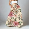 thumbnail image 3 of YUEJUIR Skirts Women Floral Print Skirt High Waist Party Beach Pocket Long Maxi Skirt Plus Size Maxi Skirt Womens Maxi Skirt (Beige,S), 3 of 5