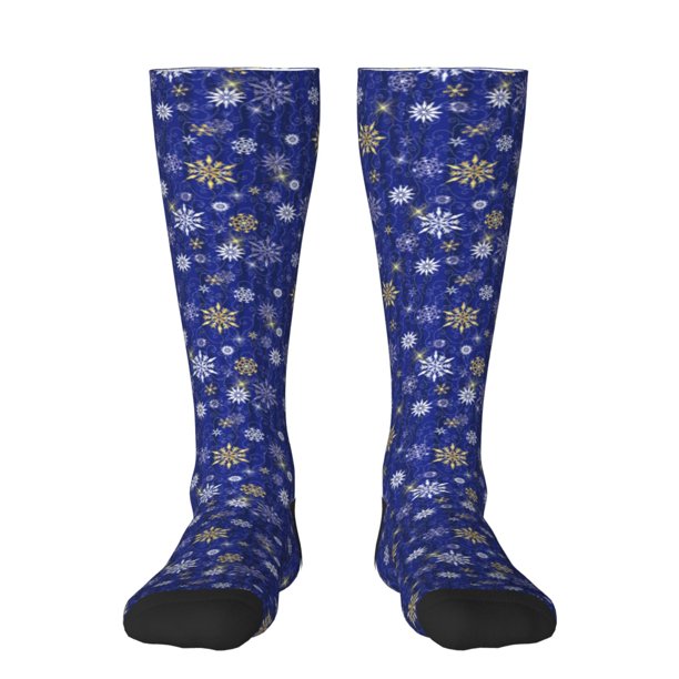 Balery Golden Snowflakes Royal Blue Calcetines novedosos Calcetines deportivos Calcetines hasta la rodilla Calcetines de algodón Calcetines originales y geniales