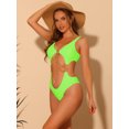 thumbnail image 4 of DARING DIVA Gold Chain Cut Out Bathing Suit XL Fluorescent Green, 4 of 6