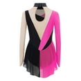 thumbnail image 3 of Aislor Girls Figure Ice Skating Leotard Dress Long Sleeve Shiny Rhinestone Mesh Spliced Gymnastics Ballet Light Hot Pink 12, 3 of 7