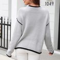 thumbnail image 6 of Leesechin Womens 2024 Long Sleeve Sweaters Casual Crewneck Striped Color Block Shirts High Low Cotton Pullover Jumpers Tops, 6 of 8
