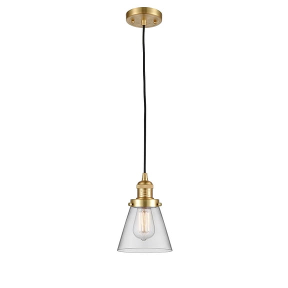 Innovations 201C-SG-G62-LED Small Cone 1 Light Mini Pendant part of the Franklin Restoration Collection, Satin Gold