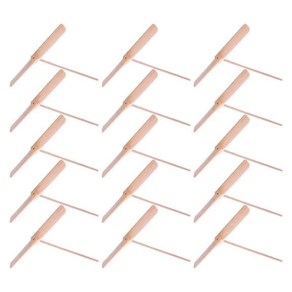 Worgeous 15pcs Flying Toys Wooden Dragonfly Toys Portable Flying Toys Hand Helicopter Party Favors