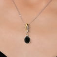 thumbnail image 3 of Gem Stone King 925 Silver and 10K Yellow Gold Black Onyx and White Lab Grown Diamond Pendant Necklace for Women | 2.57 Cttw | Gemstone December Birthstone | Oval 10X8MM | With 18 inch Chain, 3 of 6