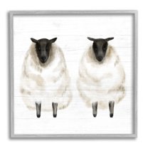 Stupell Industries Two Sheep Standing Rustic Grainy Farm Sign Graphic Art Gray Framed Art Print Wall Art, Design by Daphne Polselli