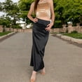 thumbnail image 7 of Women's High-Waisted Satin Maxi Skirt - X Large, Black, 7 of 7