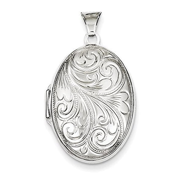 Sterling Silver Oval Picture Locket - 3/4 Inch X 1 Inch in Sterling Silver