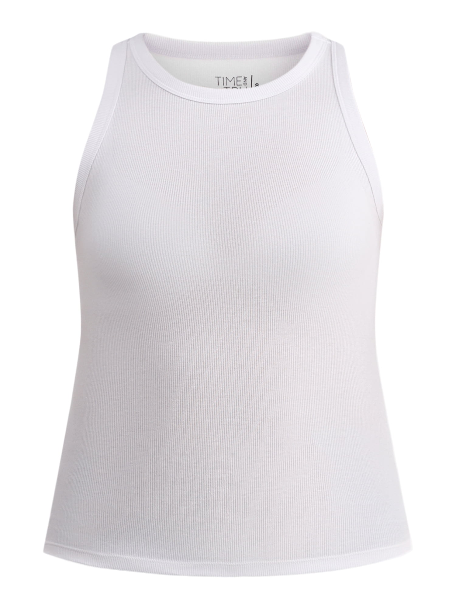 Time and Tru Women's High Neck Ribbed Tank Top, Sizes XS-XXXL
