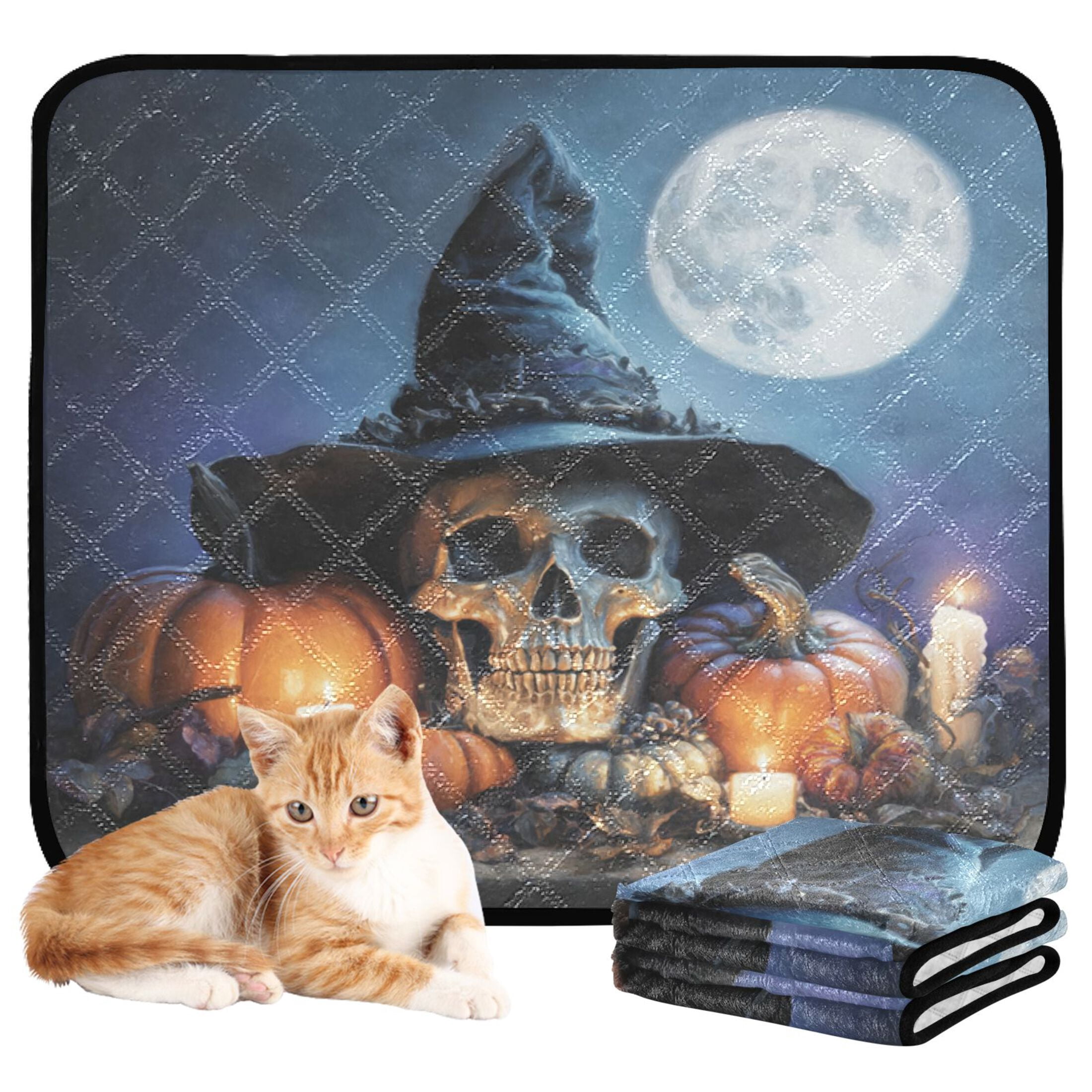 Qxltty Wizard Hat Skull Cat litter Pads Pet Set of 2 Diaper Mats Center Anti-leakage Layer Absorbent Soft and Comfortable