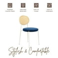 thumbnail image 4 of LeisureMod Velvet Dining Chair Armless Rattan Back Side Chair Modern Accent Chair Comfortable Padded Seat Kitchen Chair with Powder-Coated Stainless Steel Base Euston Collection in Navy Blue, 4 of 11