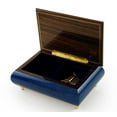 thumbnail image 2 of Remarkable 30 Note Dark Blue Floral Theme Wood Inlay Musical Jewelry Box - Ave Maria (Gounod), 2 of 2