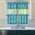 thumbnail image 3 of Kitchen Curtains 24 Inch Short - 3 Panel Set, Nautical Starfish Beach Seashell Mermaid Theme, Rod Pocket Window Curtain for Tropical Farmhouse, Easy Wash, 3 of 6