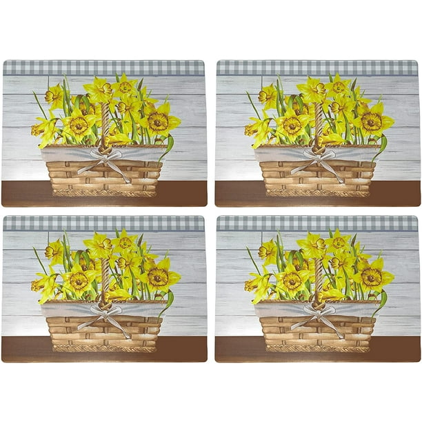 Northeast Home Goods Spring Easter Themed Foam Backed Vinyl Placemats