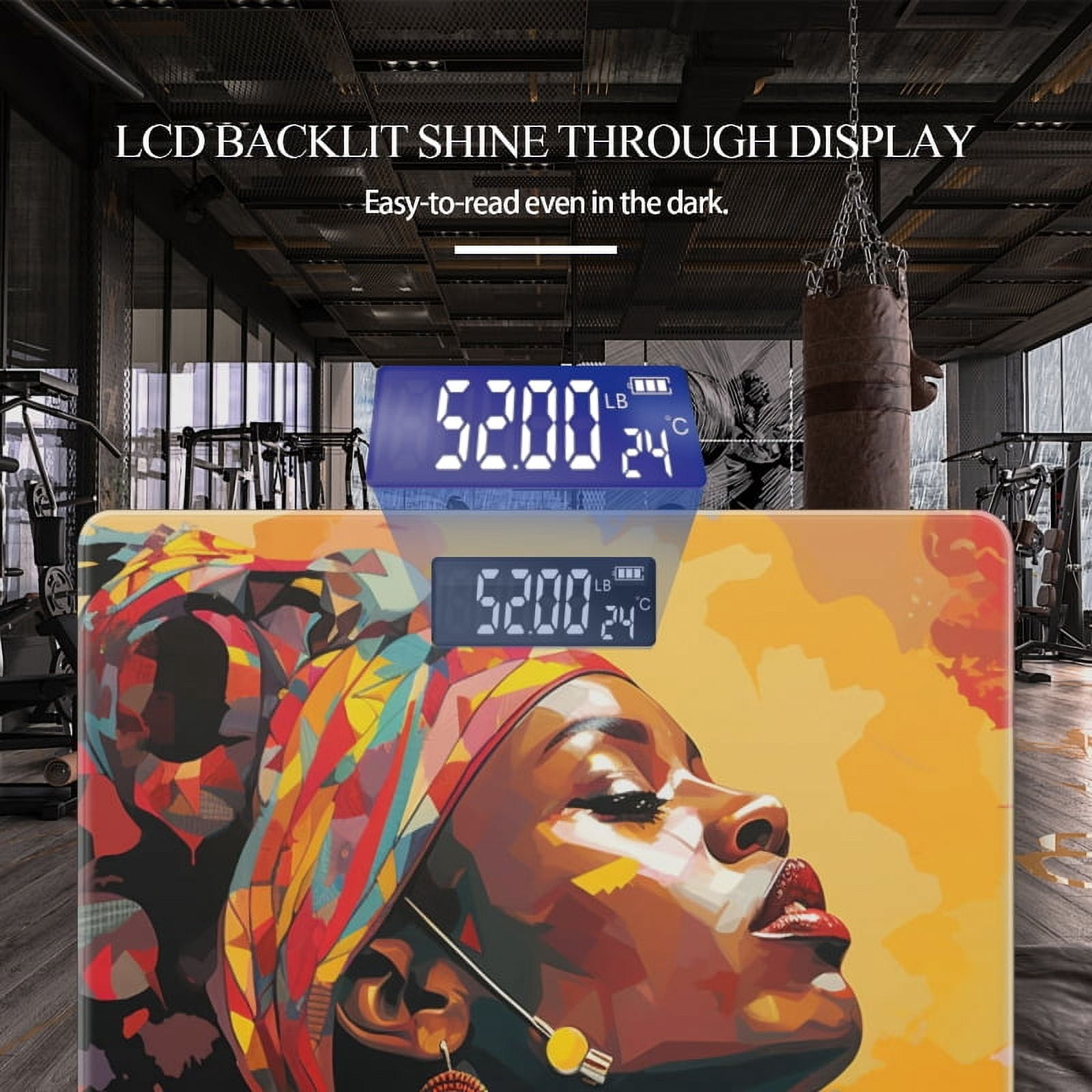 Digital Bathroom Scale with Large LCD Display,High Capacity Scale 400 lbs High Precision body fat scale-Vibrant African Woman With Hair In Traditional Style