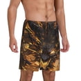 thumbnail image 2 of Balery Cool Black Gold Dragon Pantalones cortos de pijama de punto de algodón para hombre con cinturilla y bolsillos-Large, 2 of 6